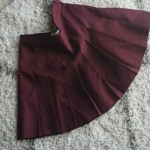 American Apparel Tennis Maroon Pleated Mini Skirt